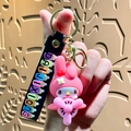 Pink Sanrio My Melody silicone keychain with black strap and golden metal clasp - Sanrio Airplane-My Melody
