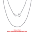 S925 sterling silver 2.0mm rhodium plated Chopin chain with spring ring clasp - 2MM Wheat Chain / 2mm/45cm