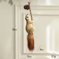 Cute foam squirrel Christmas ornament with fluffy tail and pine cone, 32cm height - Small Climbing Pole Squirrel Pendant