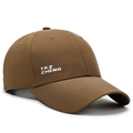Dark brown quick-dry mesh baseball cap with TKZ CHENG letter print and laser-cut vents - Adjustable / Coffee