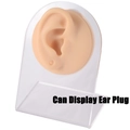 Flesh-colored silicone ear model with clear acrylic display stand for piercing jewelry - Flesh-Right Ear-With Hole