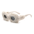 Lunettes de soleil ovales chic avec monture en fausse fourrure crème et verres gris foncé - Blanc Cassé