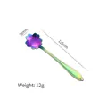 Rainbow plated stainless steel cherry blossom spoon with long handle and 125mm length - Cherry Blossom Spoon / AB Color