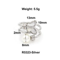 Silver titanium steel ring with pearl and butterfly shell inlay, model R5323 details - Butterfly Artificial Pearl Style (R5323-Silver)