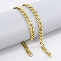 Classic gold stainless steel Cuban link necklace with a polished finish for street style - 8mm Gold / Bracelet