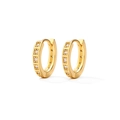 Elegant gold huggie hoop earrings with micro-pave cubic zirconia crystals for women - Pavé Zirconia Huggie Earrings - Gold (EP5608)