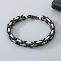 Men's Byzantine bracelet featuring silver and black square links in titanium steel - 4mm / Two-tone Black / 16cm