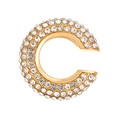 Sparkling C-shaped gold-plated ear cuff with micro-paved rhinestones on white background - Outer Diameter 2.1cm / KC Gold - 2.1 Outer Dia - White (5539)