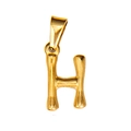Bamboo style letter H pendant in 18K gold plated titanium steel with textured finish - Letter H