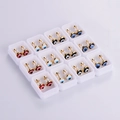 Set of 12 pairs of gold-plated evil eye stud earrings in red, blue, and black enamel - Evil Eye Style (12 Pairs)