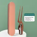 Luminous rose gold ear tweezers with bird shape design and oval storage case - Luminous Tweezer + Metal Box / Rose Gold