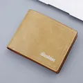 Men's bifold wallet in light brown matte leather with white stitching detail - Light Beige