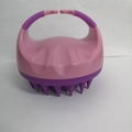 Pink and purple silicone scalp massager brush with ergonomic handle and soft teeth - Pink + Purple Bristles