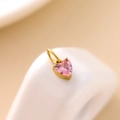 Delicate gold-tone heart pendant with pink zircon stone for DIY jewelry making - Pink (Pendant)