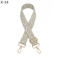 Detail of adjustable rhombus pattern strap with light gold metal swivel hooks and buckle - Light Blue