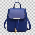 Bright blue fashion backpack for women with cross-grain texture and metal flap detail - Dark Blue