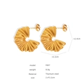 18K gold plated titanium steel fan-shaped pleated C-hoop earrings with shell texture - F897-Gold Pleated Earrings