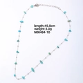 Irregular sky blue natural stone necklace with a polished silver stainless steel chain - Turquoise