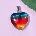 Heart pendant with blue-red-orange gradient resin and silver clasp for DIY jewelry - 58-Three-color Blue Red Yellow