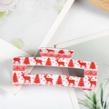 Pinza per capelli bianca di Natale con motivi rossi di renna e alberi per ragazze - Bianco con Motivo Cervo Rosso/Albero(D9-1-13)