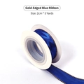 2cm gold edged navy blue polyester satin ribbon roll for gift wrapping 5 yards - 2cm*5 Yards / Dark Blue