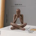 Abstract thinker statue in dark brown finish, sitting pose for modern desk decor - Style D Brown