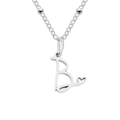 Collana minimalista in acciaio inossidabile con pendente lettera B, cuore e catena a sfere - Lettera B / Argento