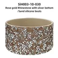Sand silicone water bottle boot with rose gold rhinestones for anti-slip protection - Silver Rose Gold Rhinestone/Sand Sleeve