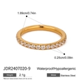 Minimalist gold zircon stainless steel ring with 1.89cm inner diameter size detail - Gold Full Diamond Eternity Ring Style-Size 9 (JDR2407020-9)