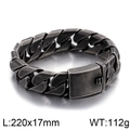 Heren retro zilveren stalen Cubaanse ketting armband 17mm breed met vintage matte finish - Mat Zwarte Stijl (KB76211-BD)