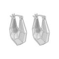 Minimalistische geometrische U-Ohrringe aus S925 Sterlingsilber mit Perlenrand-Design - Weißgold