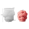 Translucent rose bouquet silicone mold with finished pink flower basket candle - Style 1 Rose Basket Mold