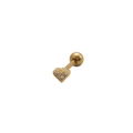 Golden heart-shaped stainless steel cartilage stud with three white zircon stones - 1# Heart / Gold