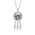 Collana Acchiappasogni in Argento 925 con Moissanite e tre pendenti a forma di piuma - Argento 925 / Moissanite da 1 Carato