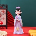 Cute ancient Chinese style girl figurine in purple dress with small pinwheel - 1003-25 Medium with Windmill