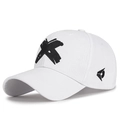 Casquette de baseball blanche en coton réglable avec logo X brodé noir et structure rigide - Réglable / Blanc