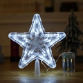 Macro detail of clear LED star tree topper with AA battery box and warm glow - 23CM 30 LEDs Steady + Flashing Cool White Light / OPP Bag