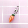 Portachiavi creativo a forma di mini carota arancione con gancio in metallo argento - Carota/Arancione