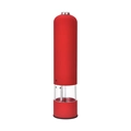 Electric pepper grinder in matte red finish with transparent window and metal button - ABS Red - Round Head Electric