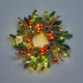 Champagne gold Christmas wreath with pine cones, LED lights and Merry Christmas plaque - 40cm Wreath Gold (With LED Lights)
