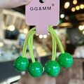 Colorful high-elastic hair tie with bright green beads and soft yellow elastic band - Green