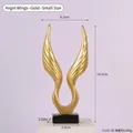 Golden angel wing resin ornament with black base for modern home decor, 14.5cm height - 7313C-02 Angel Wings-Gold-Small
