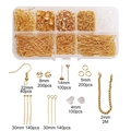 Golden DIY jewelry making kit with various earring findings and beads in a plastic box - 10-Grid Gold Earring Findings Box