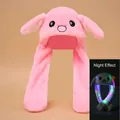 Pink plush rabbit hat with moving ears and glowing LED lights for kids - Large Size (Moving Ears) / LED Upgraded Thickened Pink Rabbit
