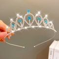 Prinzessin Diadem Haarreif in Silber mit himmelblauen Kristallen und Strasssteinen - Silber Blau Saphir
