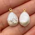 Baroque teardrop pearl pendants with gold hooks for DIY jewelry making - Freshwater Pearl