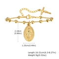 Dimensions détaillées du bracelet à billes doré avec médaille Marie et croix - Or Style 1