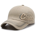 Casquette vintage kaki délavé avec broderie Classic et surpiqûres contrastées - Beige Clair