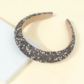 Sparkling dark grey knotted headband with rhinestones and white pearls for women - Gray