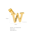 Pendentif lettre W en acier inoxydable 316L plaqué or 18k avec trois zircons brillants - Lettre W